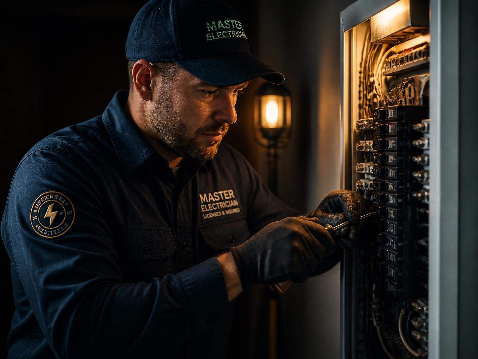 Master electrician working on a residential panel